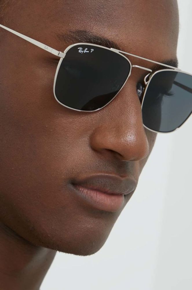 Сонцезахисні окуляри Ray-Ban чоловічі колір срібний фото 8
