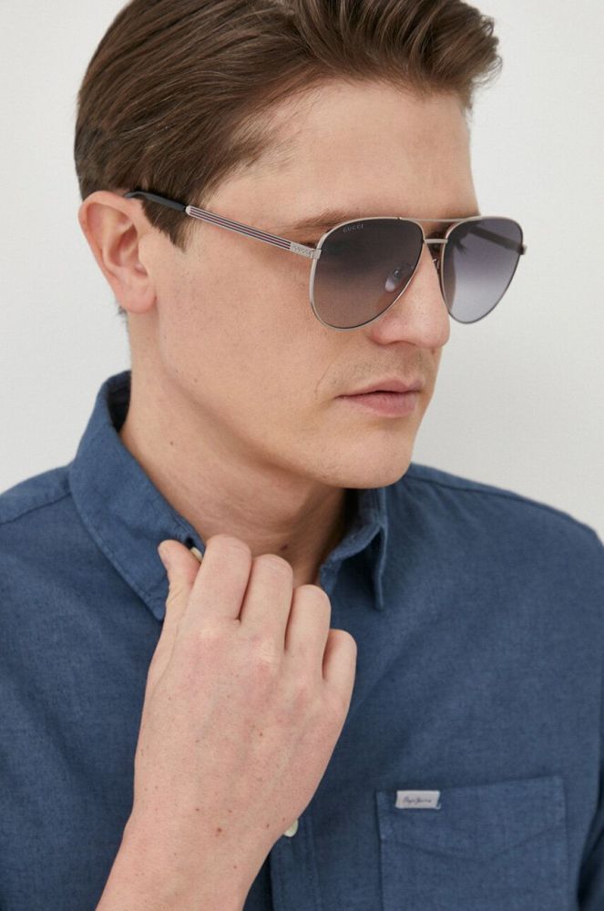 Сонцезахисні окуляри Gucci чоловічі колір сірий (3169291)