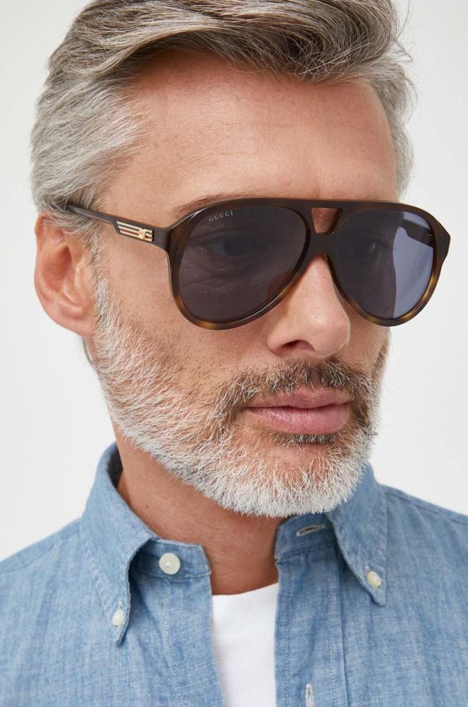 Сонцезахисні окуляри Gucci чоловічі колір коричневий (3329594)