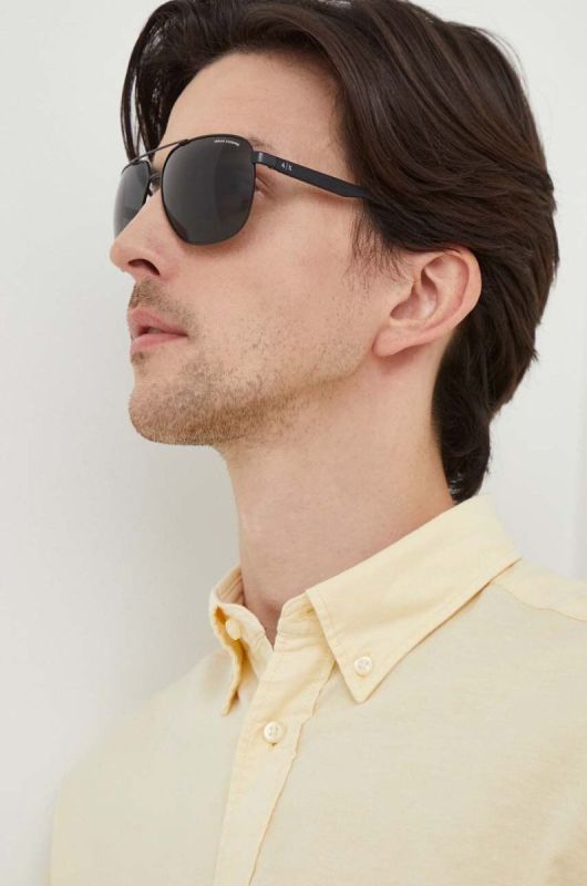 Сонцезахисні окуляри авіатори Armani Exchange колір чорний