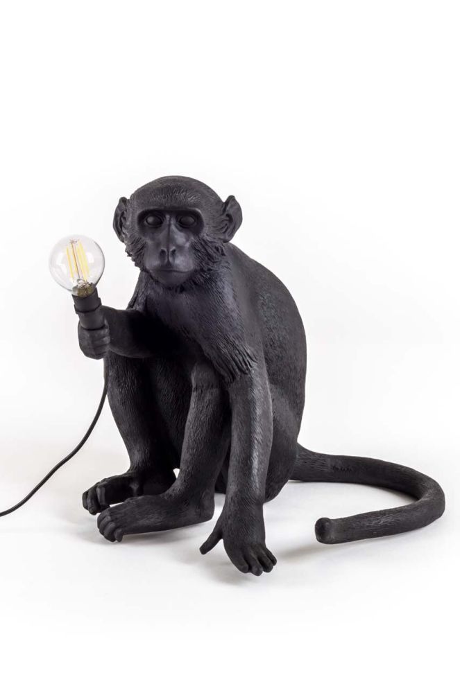 Настільна лампа Seletti Monkey Lamp Sitting колір чорний