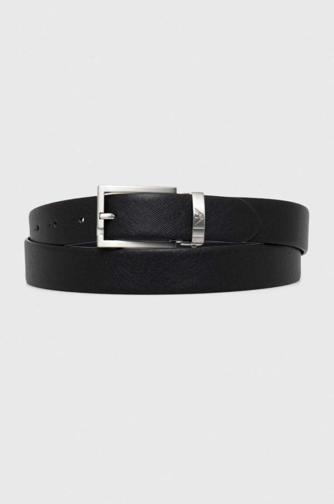 Шкіряний ремінь Emporio Armani колір чорний фото 2