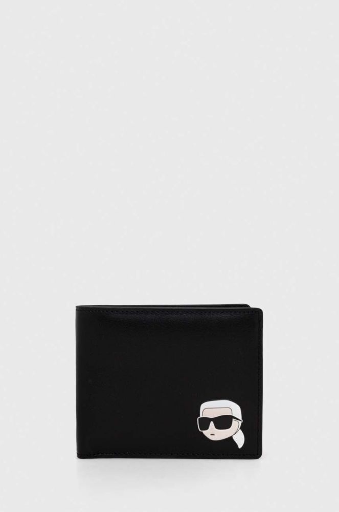 Шкіряний гаманець Karl Lagerfeld чоловічий колір чорний (3111844)