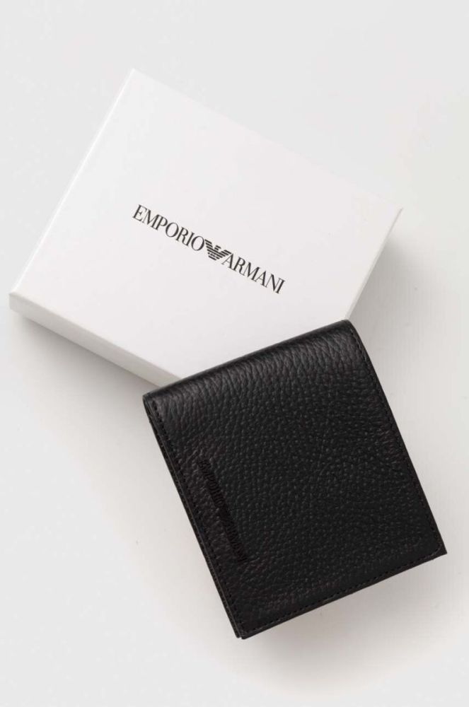 Шкіряний гаманець Emporio Armani чоловічий колір чорний (3372250) фото 4