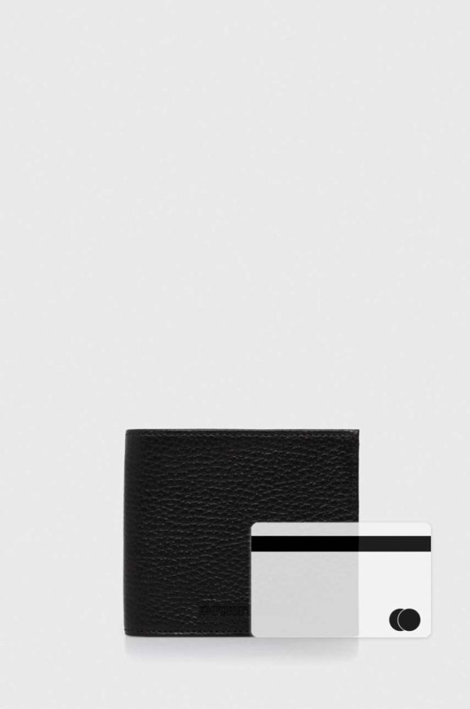 Шкіряний гаманець Emporio Armani чоловічий колір чорний (3372250) фото 5