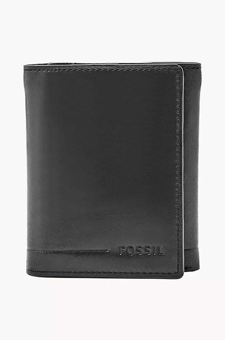 Шкіряний гаманець Fossil чоловічий колір чорний