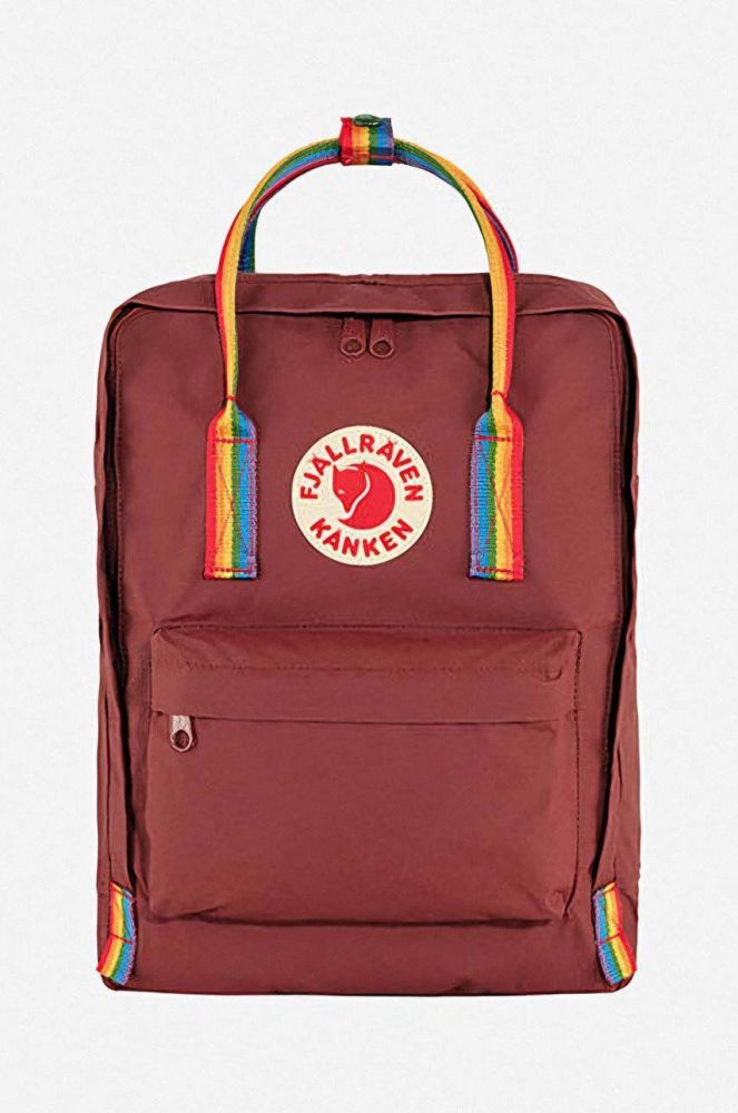 Рюкзак Fjallraven Kanken Rainbow колір червоний великий з аплікацією F23620.326.907-326