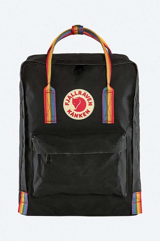 Рюкзак Fjallraven Kanken Rainbow колір чорний великий з аплікацією F23620.550.907-550