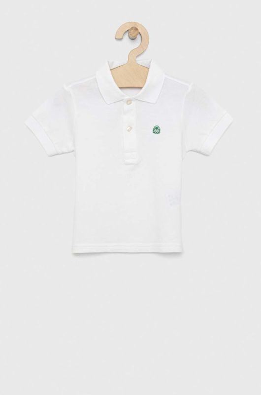 Дитяче бавовняне поло United Colors of Benetton колір бежевий однотонний