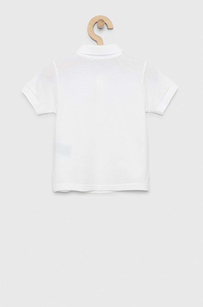 Дитяче бавовняне поло United Colors of Benetton колір бежевий однотонний фото 3