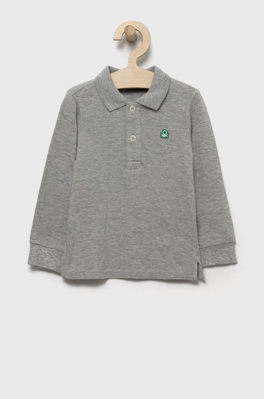 Дитячий бавовняний лонгслів United Colors of Benetton колір сірий однотонний (2620460)