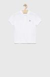 Дитяче бавовняне поло United Colors of Benetton колір білий однотонний