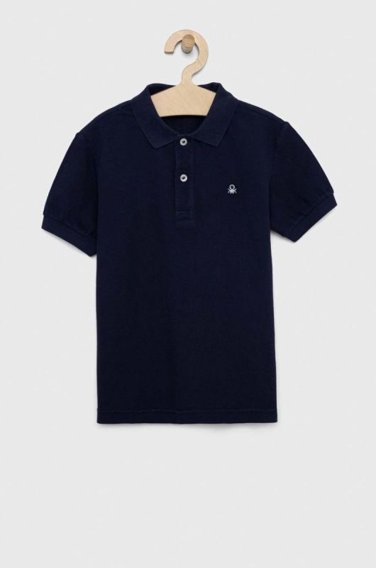 Дитяче бавовняне поло United Colors of Benetton колір синій однотонний (2932962)