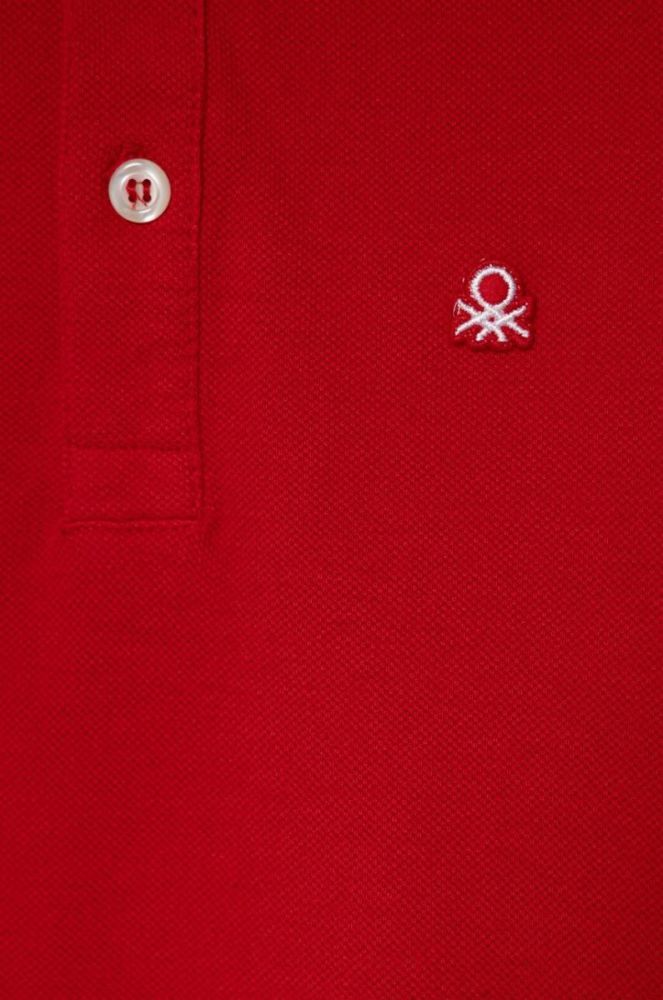 Дитяче бавовняне поло United Colors of Benetton колір червоний однотонний фото 3