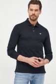 Бавовняний лонгслів Emporio Armani колір синій однотонний Бавовняний лонгслів Emporio Armani колір синій однотонний