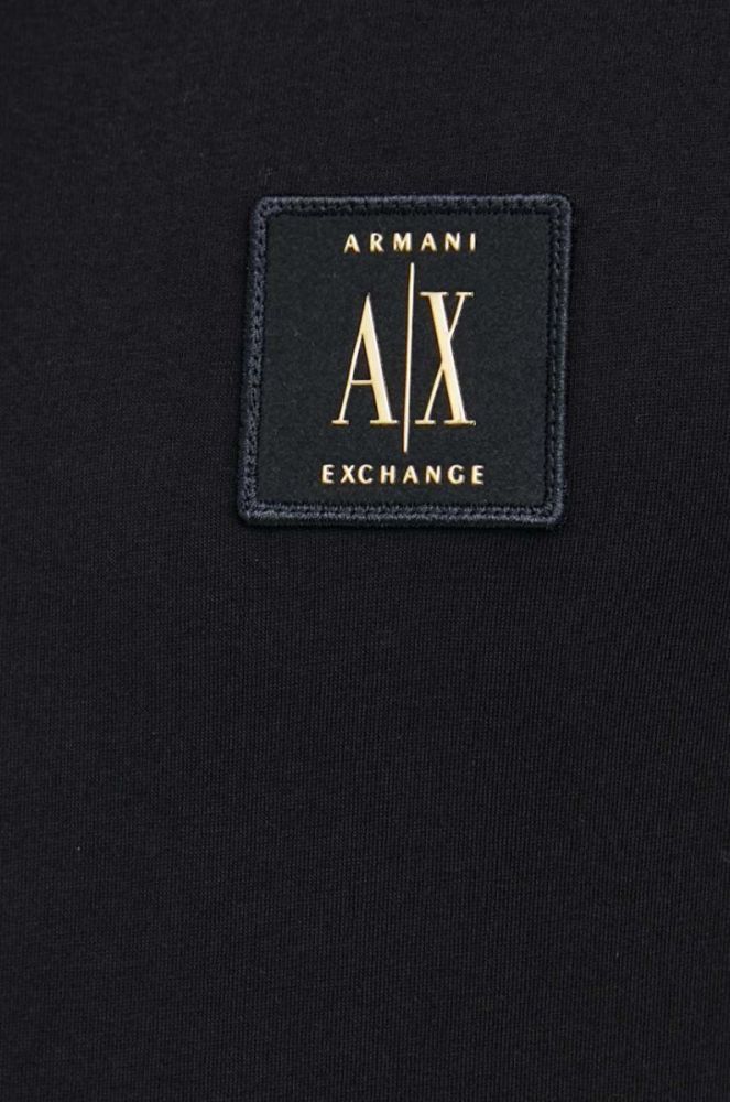 Бавовняне поло Armani Exchange колір чорний з аплікацією (2956867) фото 5