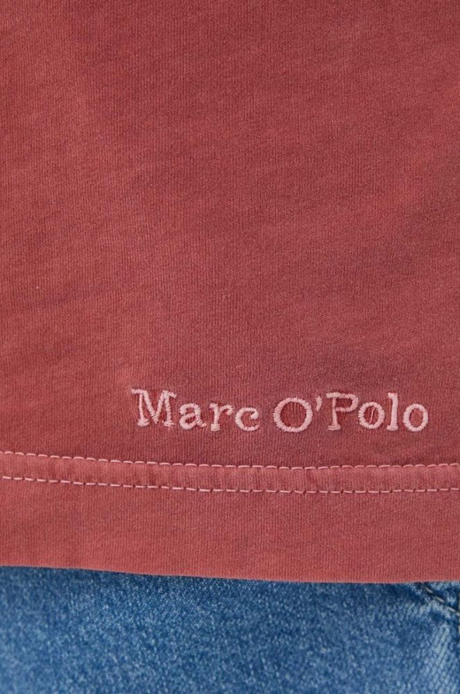 Бавовняне поло Marc O'Polo колір бордовий однотонний фото 5