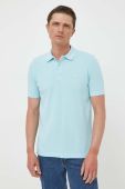 Бавовняне поло United Colors of Benetton однотонний колір блакитний (3302448)
