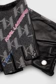 Шкіряні мітенки Karl Lagerfeld жіночі колір сірий