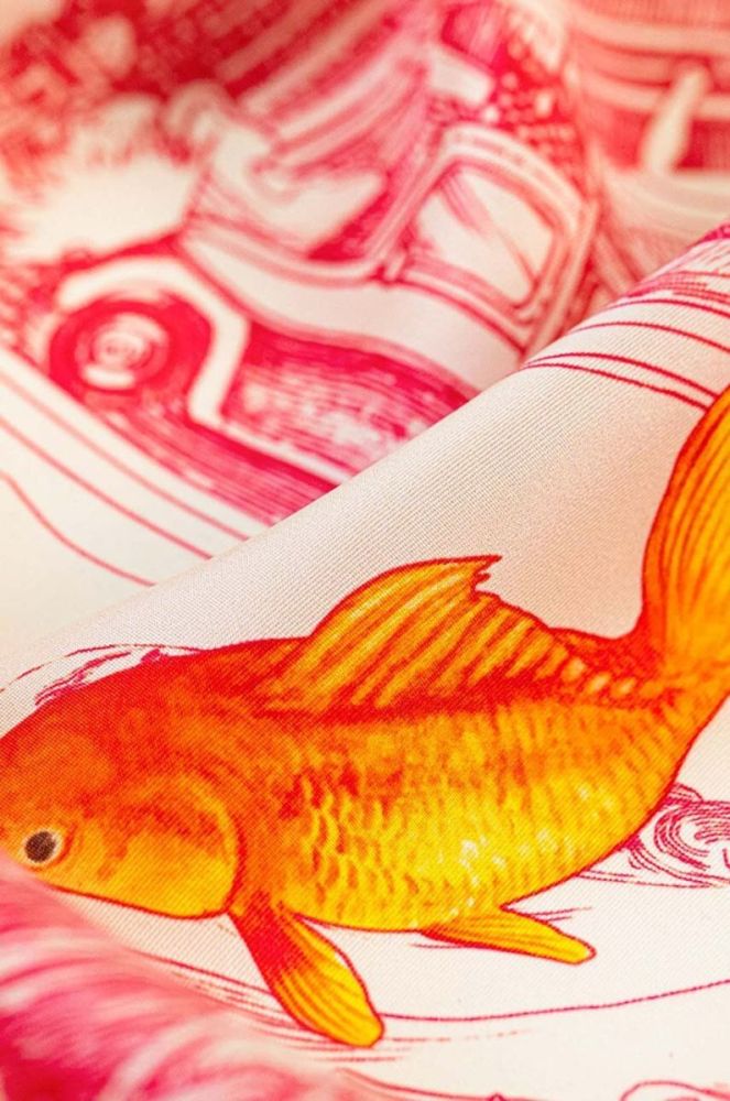 Шовкова хустка на шию Lilou колір червоний візерунок фото 3