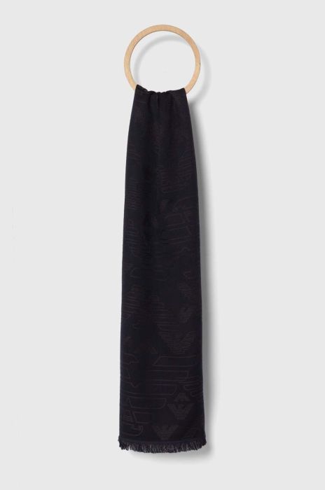 Вовняний шарф Emporio Armani колір синій однотонний