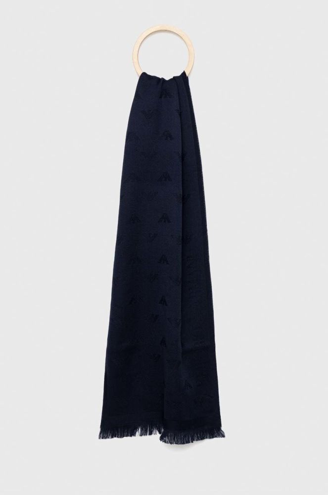 Вовняний шарф Emporio Armani колір сірий однотонний