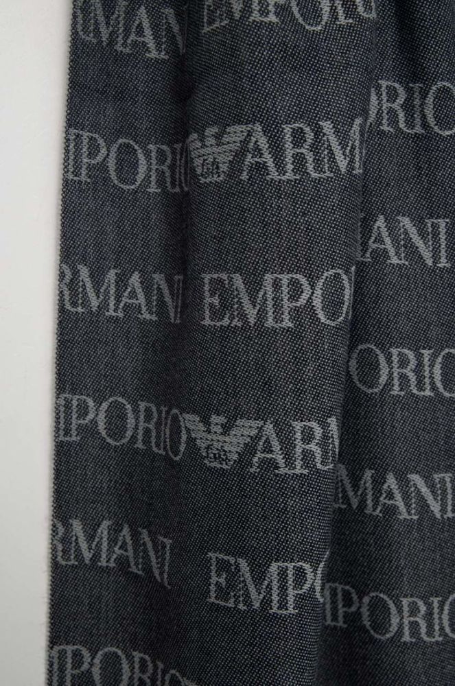 Вовняна шаль Emporio Armani колір синій візерунок фото 2