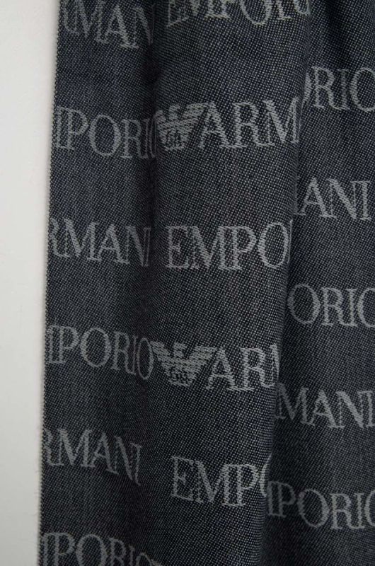 Вовняна шаль Emporio Armani колір синій візерунок фото 2