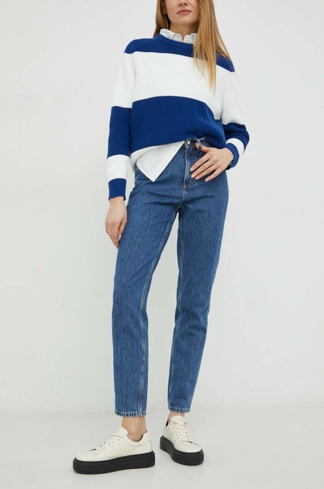 Бавовняні джинси Marc O'Polo Maja жіночі висока посадка колір блакитний