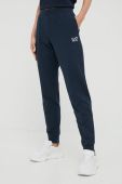 Штани EA7 Emporio Armani жіноче колір синій однотонні