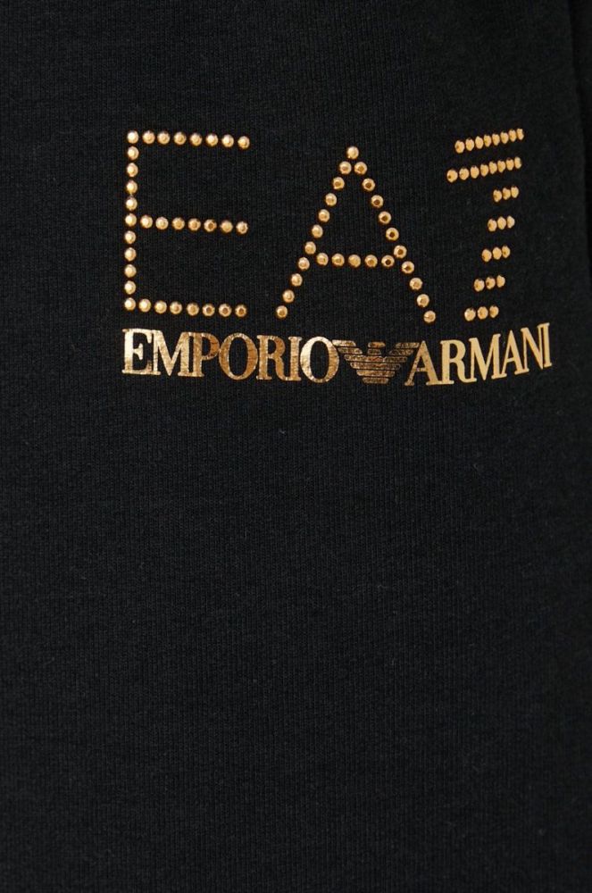 Спортивні штани EA7 Emporio Armani жіночі колір чорний з принтом фото 4