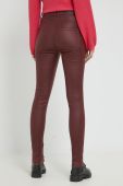 Штани JDY жіночі колір бордовий облягаюче висока посадка