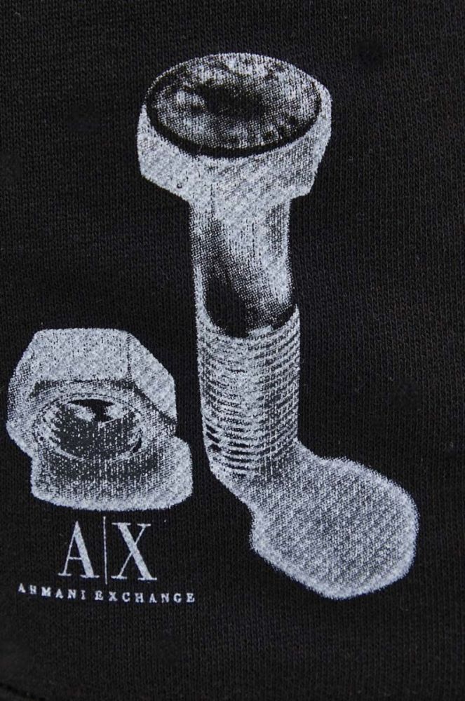 Бавовняні спортивні штани Armani Exchange чоловічі колір чорний з принтом фото 4