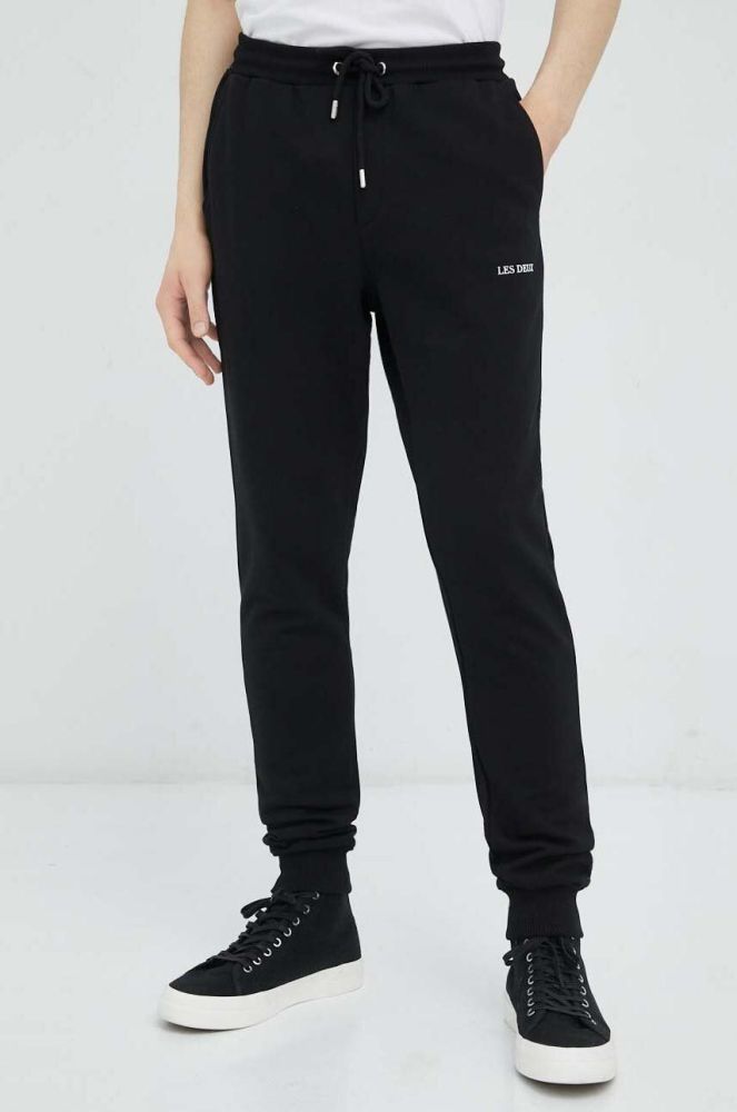 Бавовняні спортивні штани Les Deux колір чорний з принтом (3063412)