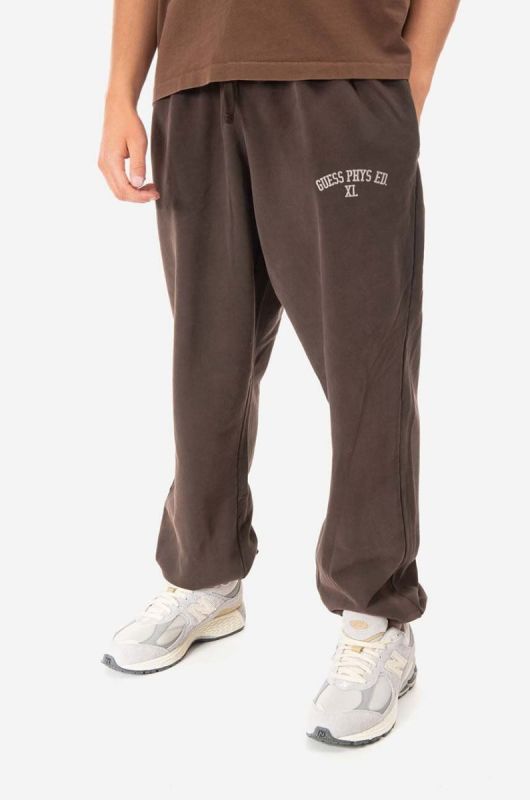 Бавовняні спортивні штани Guess колір коричневий однотонні M2BQ10.KBB40-G1CG фото 2