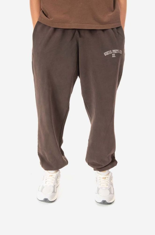 Бавовняні спортивні штани Guess колір коричневий однотонні M2BQ10.KBB40-G1CG фото 8