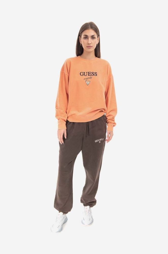 Бавовняні спортивні штани Guess колір коричневий однотонні M2BQ10.KBB40-G1CG фото 9