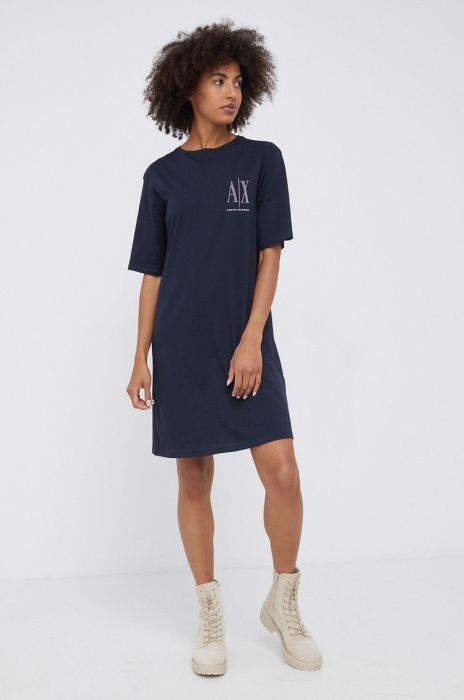 Armani Exchange - Бавовняна сукня колір темно-синій (1750134)