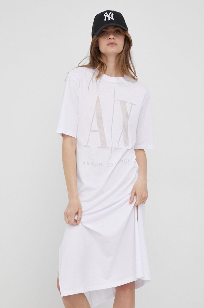 Сукня Armani Exchange колір білий midi пряма