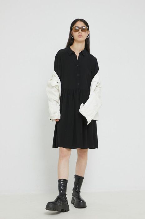 Сукня Vila колір чорний mini розкльошена (2577662)