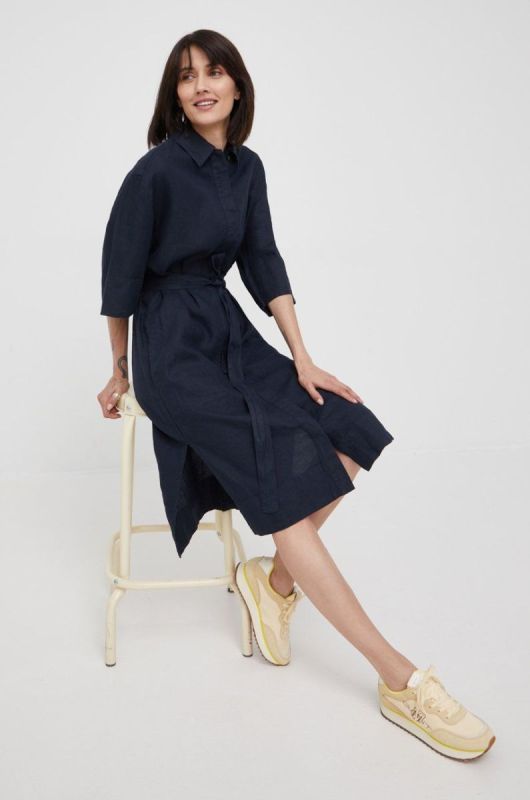 Льняна сукня Marc O'Polo колір синій mini oversize фото 2