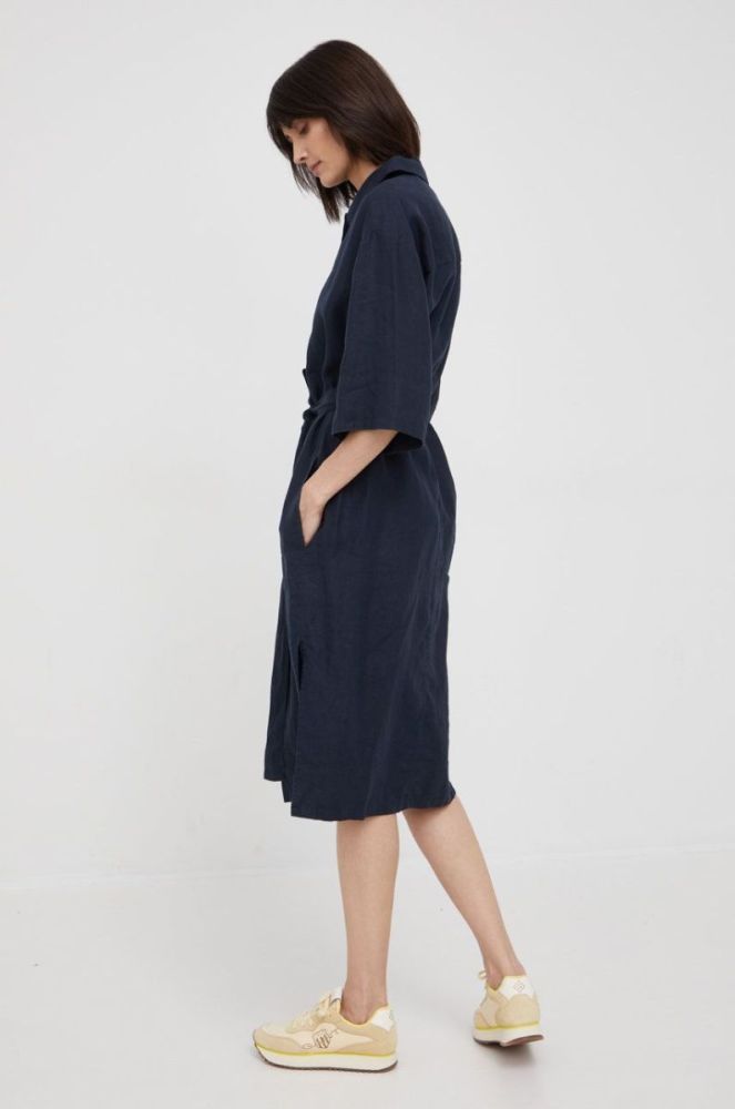 Льняна сукня Marc O'Polo колір синій mini oversize фото 4