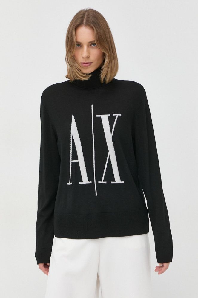 Вовняний светр Armani Exchange жіночий колір чорний легкий гольф