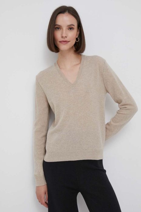 Вовняний светр United Colors of Benetton жіночий колір бежевий легкий (3413075)