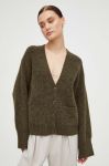 Вовняний кардиган Gestuz колір зелений легкий