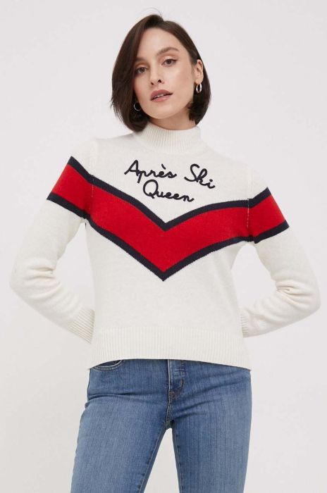 Светр з домішкою вовни MC2 Saint Barth жіночий колір бежевий півгольф