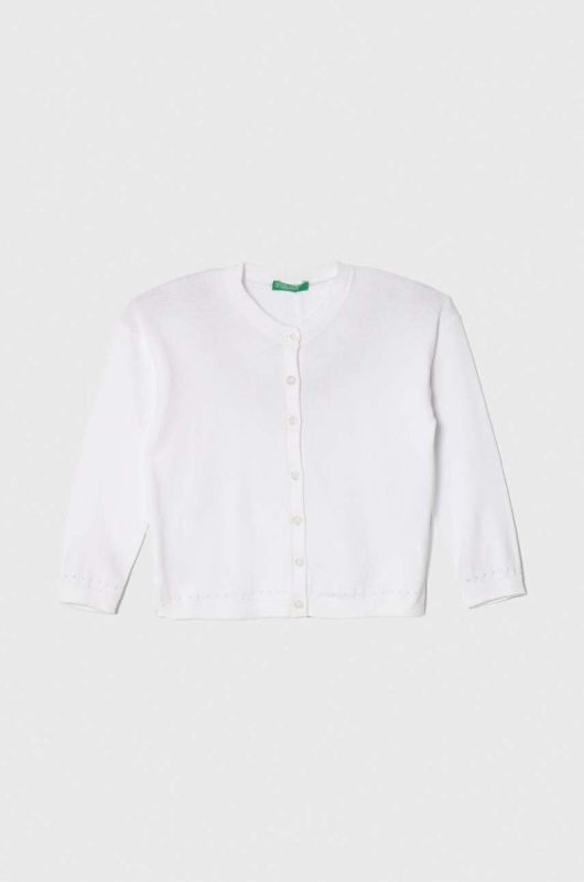 Дитячий кардиган United Colors of Benetton колір білий легкий