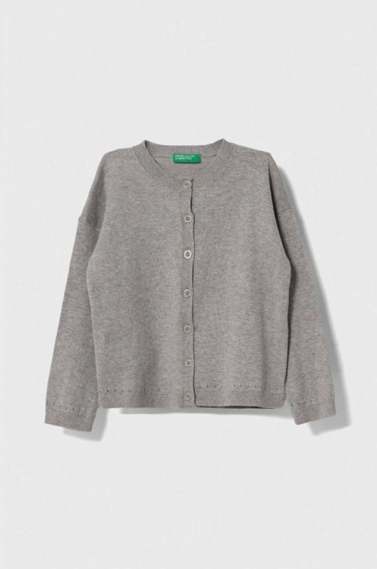 Дитячий кардиган United Colors of Benetton колір сірий легкий