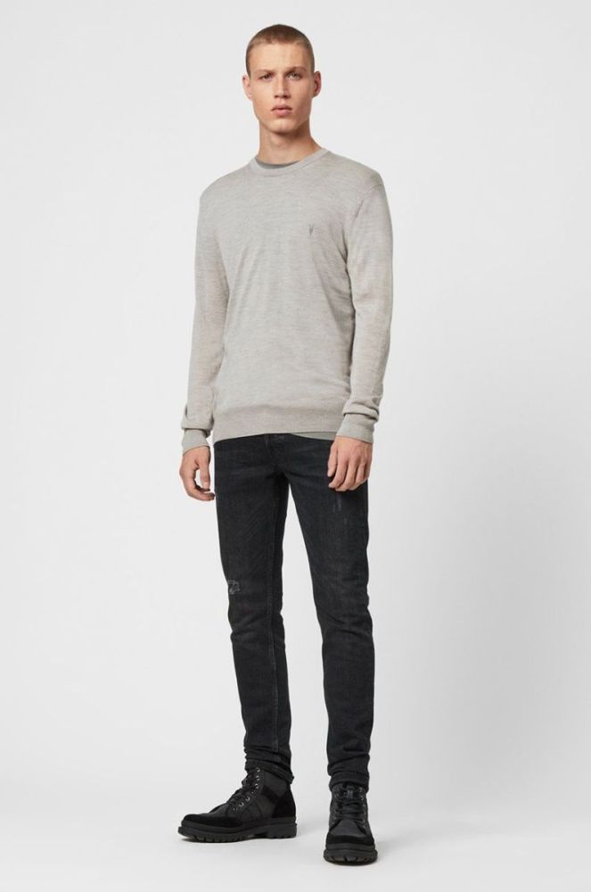 AllSaints - Светр Mode Merino Crew колір сірий (854438) фото 4