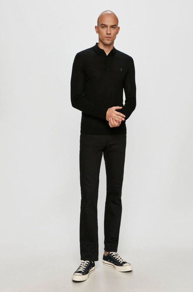 AllSaints - Лонгслів Mode Merino LS Polo колір чорний фото 2